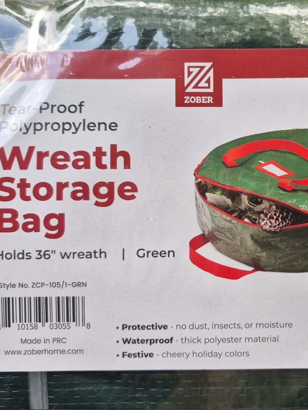 Zober Green Wreath Storage Bag